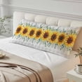 thumbnail image 2 of Sunflower Flowers Throw Pillow Covers Yellow Floral Eucalyptus Leaves Gray Plaid Decorative Lumbar Pillow Cover Rectangle Cushion Case for Sofa Couch Bed Living Room Bedroom 20 X 60 Inches, 2 of 9