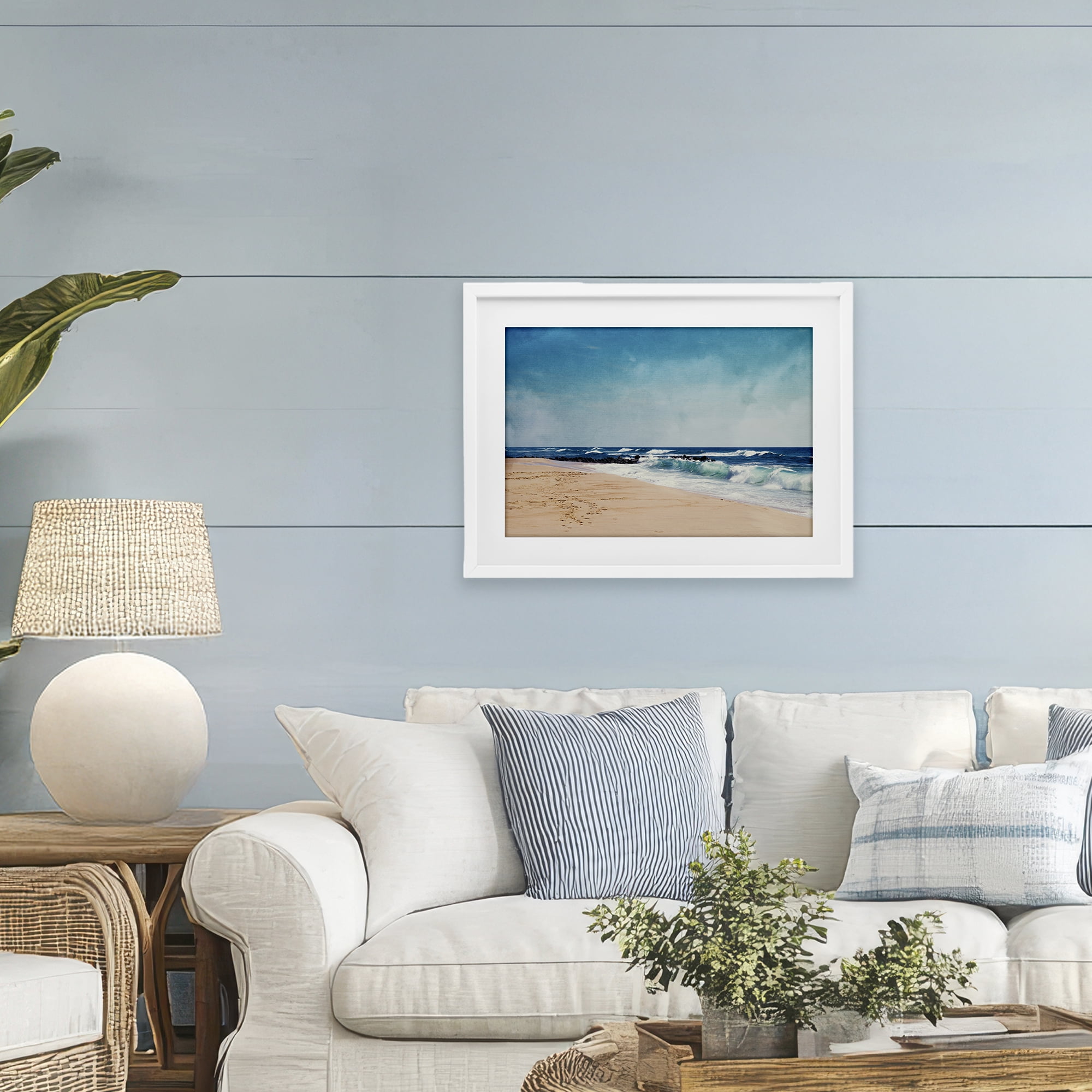 Stupell Industries Atlantic Waves Shoreline White Framed Print Under Glass, design by Dirk Wüstenhagen
