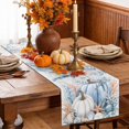 thumbnail image 6 of Coastal Thanksgiving Table Runner - 36 Inch Long Fall Pumpkins Sea Turtle Grey Wooden Cotton and Linen Blended Dress Scarves Farmhouse Table Runner for Kitchen Dining, Coffee Table, 13" x 36", 6 of 8