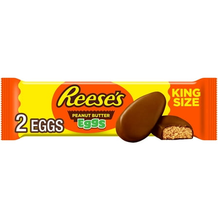 REESE'S Milk Chocolate King Size Peanut Butter Eggs, Easter Candy Pack, 2.4 oz