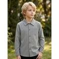 thumbnail image 2 of PureChapter Boys Button Down Shirt Textured Long Sleeve Collared Shirt with Chest Pocket Sizes 7-15Y, 2 of 6