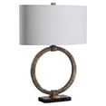 thumbnail image 4 of Uttermost Contemporary Resin Marble Iron and Fabric Table Lamp in Gold, 4 of 5