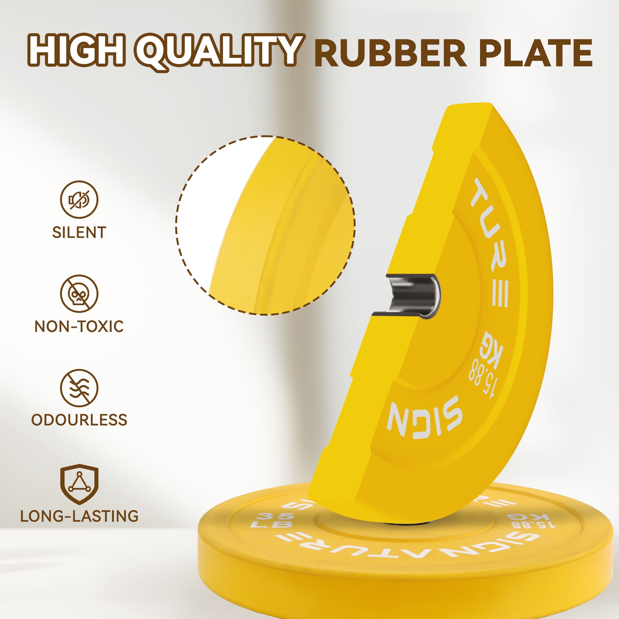 BalanceFrom Signature Fitness Bumper Plates, 35 lbs Pair – Crafted from 100% Virgin Rubber for Maximum Durability, Low Odor, and Superior Protection for Floors and Equipment