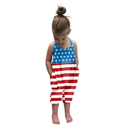 

Independence Day Playsuit Baby Independence Forth-Of-July Toddler Day Girls Kids Romper Jumpsuit Girls Romper&Jumpsuit essentials Red 120