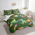 thumbnail image 4 of Feelyou Cute Green Dinosaur Twin Bedding Sets 7-Piece for Child, Outer Space Bedding Comforter Set, Kawaii Animal Astronaut Reversible Sheet Sets, Ultra Soft Bedroom Decor, 4 of 8
