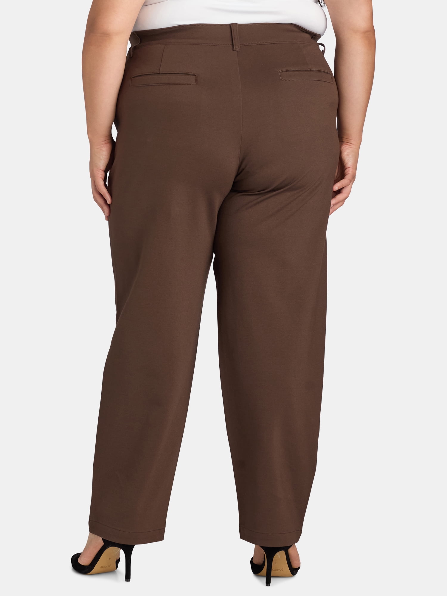 Terra & Sky Women's Plus Ponte Straight-Leg Pants, 29” Inseam, Sizes 0X-6X