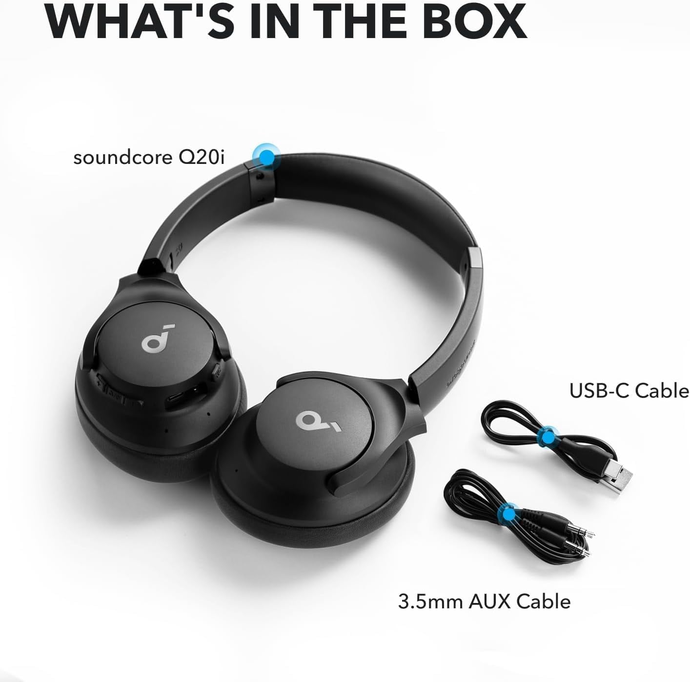 Pre-Owned Soundcore Q20i Wireless Over-Ear Headphones 40H Long ANC Play Big Bass NIB
