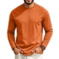 thumbnail image 3 of GrmtClth Shirts for Men Raglan Crew Neck Shirts Solid Plain Long Sleeve Fashion Sport Daily Baseball Top Saffron 2XL, 3 of 6