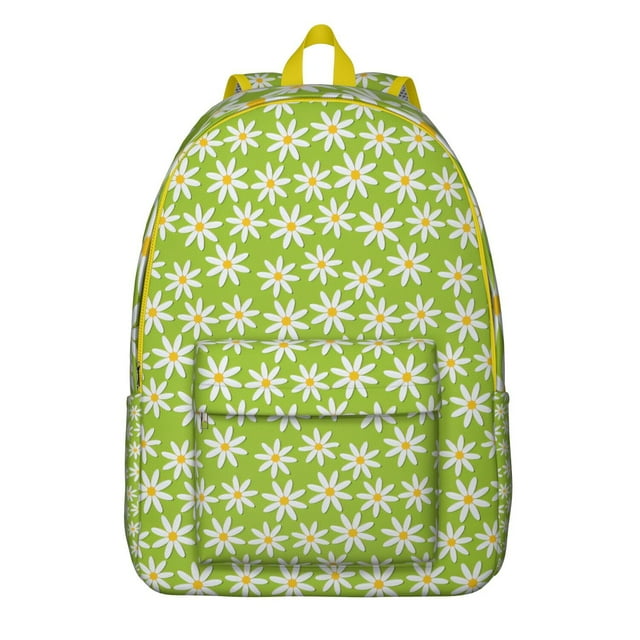 Boho Daisy Print School Backpack for Women – Vintage Floral Canvas Bookbag with Anti-theft Design, Large Capacity, Lightweight Travel Daypack for Students and Daily Use