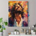 thumbnail image 4 of Qisvanset 12x16 Inch With Frame 2D Flat Wall Art Smiling Jesus Portrait Watercolor Religious Home Art, 4 of 8