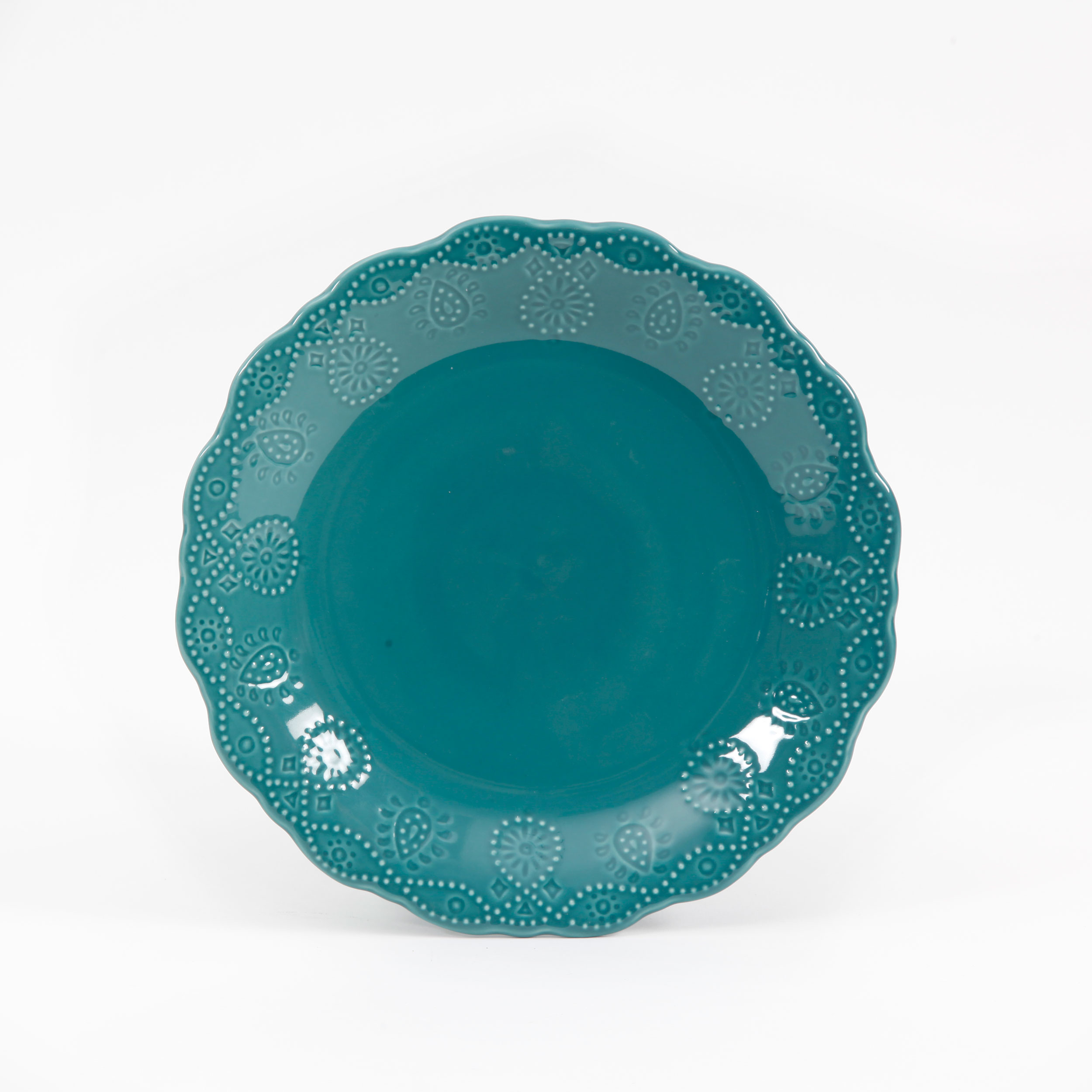 The Pioneer Woman Cowgirl Lace 12-Piece Dinnerware Set, Teal - image 4 of 7