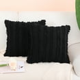 thumbnail image 2 of Unique Bargains 2-Pack Tassel Striped Throw Pillow Covers Black 18" x 18", 2 of 7