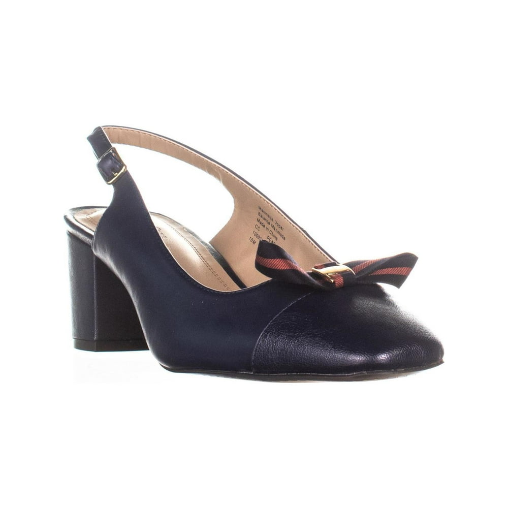 CC35 - Womens CC35 Pearla Square Toe Block Heel Slingback Heels, Navy, 6.5 US - Walmart.com