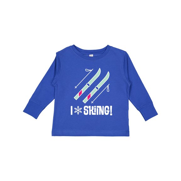Inktastic Skier I Love Skiing Girls Long Sleeve Toddler T-Shirt