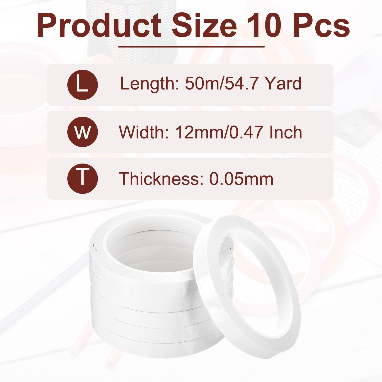 Uxcell 10 Rolls Whiteboard Tape Graphic Chart Tape 12mm 54.7 Yard Art Tape Thin Self-Adhesive Pinstripe Tape Masking Tape, White
