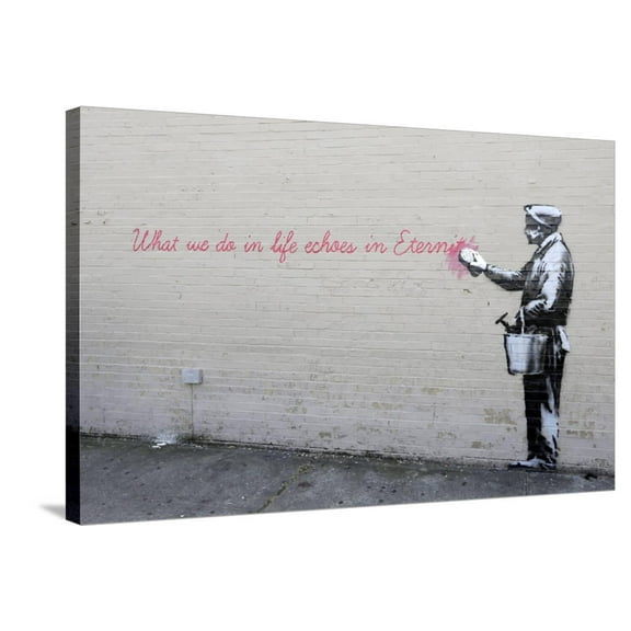 Art.com Echoes Stretched Canvas Print Wall Art by Banksy, 36" x 24"
