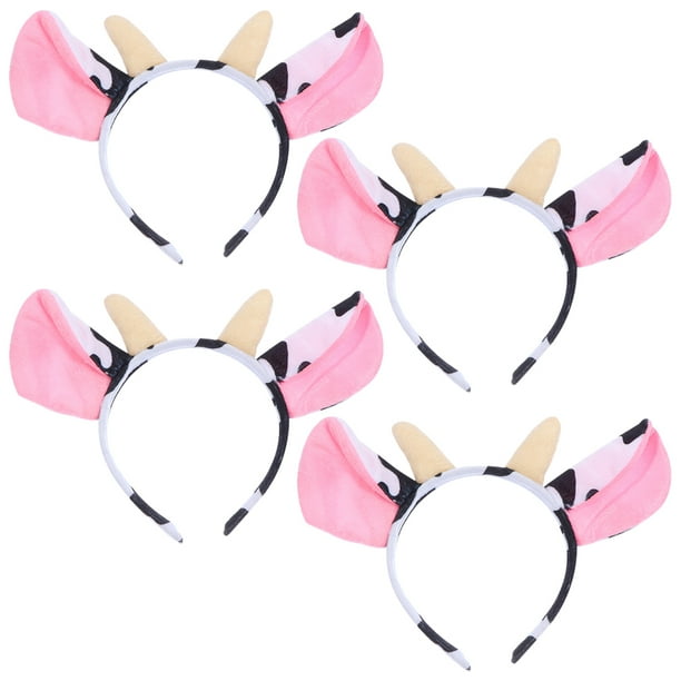 FELTECHELECTR 4 diademas adorables de vaca de dibujos animados para fiestas, accesorios para disfraces, diademas de animales para niños.