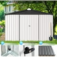 thumbnail image 3 of AECOJOY 10' x 14' Outdoor Storage Shed with Lockable Door Patio Metal Garden Storage Building in White for Outside, 3 of 7