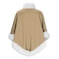 thumbnail image 5 of BLTIBY Faux Fur Trim Poncho for Women Thicken Warm Fleece Lined Cape Elegant Draped Winter Shawl Wraps Coats Fuzzy Pull On Cloak for Christmas Khaki Free Size, 5 of 6