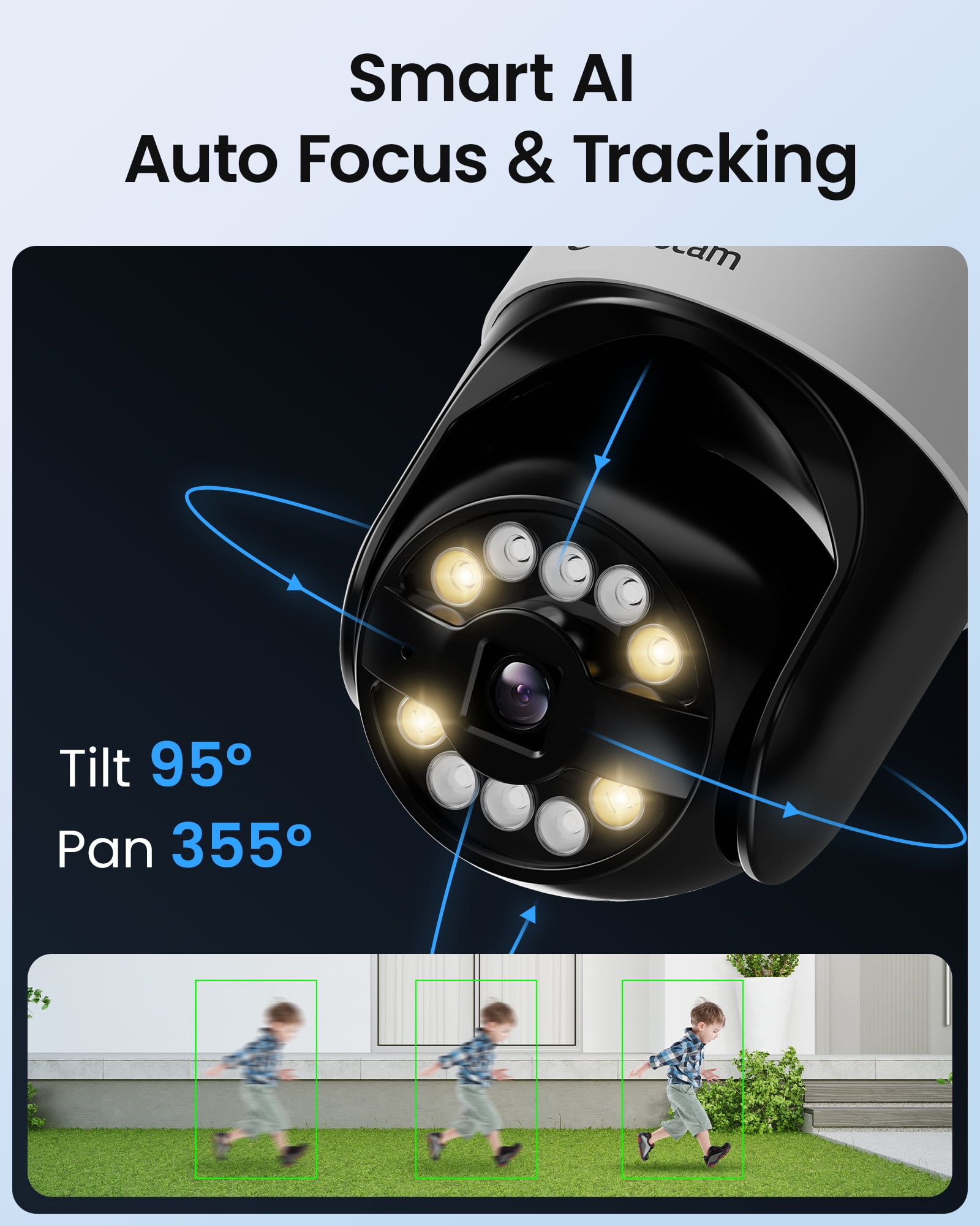 Loocam 4K 8 Channel Wi-Fi 6 Wireless Security Camera System 1TB HDD, 4pcs 8MP PT Spotlight Cameras, Color Night Vision, 2-Way Audio