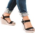 thumbnail image 2 of Women Wedge Heel Platform S Sandals Buckle Peep Toe Shoes Summer Beach, 2 of 2