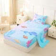 thumbnail image 2 of Erosebridal Cute Sea Turtle Twin Sheet Sets, Cartoon Coral Bedding, Pink Blue, 3pcs, 2 of 5