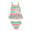 Flapdoodles girls Unicorn Stripe 2pc Swimsuit, G4
