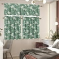 thumbnail image 4 of White Flower-Green 3 Piece Kitchen Window Curtain Panel Tiers and Valance Set Rod Pocket Darkening Curtains Light Filtering Energy Efficient Curtain Set for Small Window, 4 of 5
