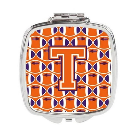 Letter T Football Orange - White & Regalia Compact Mirror
