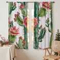 thumbnail image 2 of Sheer Curtain 63 Inch Length 2 Panels Light Filtering Window Curtain Botanical Floral Sheer Voile Curtains Rod Pocket Window Treatment for Kitchen Living Room Cactus Succulent Desert Green Red, 2 of 9