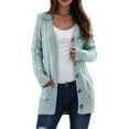 thumbnail image 2 of idosla Women's 2025 Fall Long Sleeve Cable Knit Sweater Open Front Cardigan Button Loose Outerwear (Light Blue, S), 2 of 4