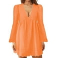 thumbnail image 1 of MAWCLOS Robes Mini Amples Ajourées pour Femmes Manches Évasées Robe Courte Orange m, 1 of 2