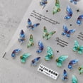 thumbnail image 3 of Pegatina acrílica grabada para uñas, diseño de mariposa verde y azul, deslizadores de transferencia de uñas autoadhesivos, envolturas para manicura, láminas Z0670, 3 of 4