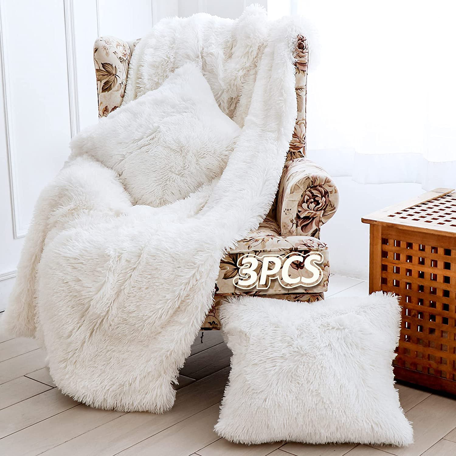 160x200 Throw Blanket For Bed 2 Seater Sofa Fluffy Double Size Faux Fur Cushion 