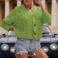 thumbnail image 4 of CILENON Oversized Cardigan Ladies Solid Color Button Sweater Knit Cropped Loose Cardigan Cardigan Sweaters for Women Lightweight(Green,M), 4 of 4