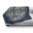 thumbnail image 3 of Modern Soft Flannel Fleece Throw Blanket, Pacific Waves Surf Camp and School Hawaii Logo Motif Effects Design, Cozy Plush for Indoor and Outdoor Use, 70" x 90", Khaki Slate Blue, by Ambesonne, 3 of 6