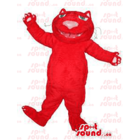 Flashy All Red Cat Pet Plush SPOTSOUND Mascot With A Large Pink Nose - Mascots 1 Elmo sesame Street