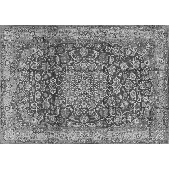 Ahgly Company Machine Washable Indoor Rectangle Medallion Gray Traditional Area Rugs, 5' x 8'