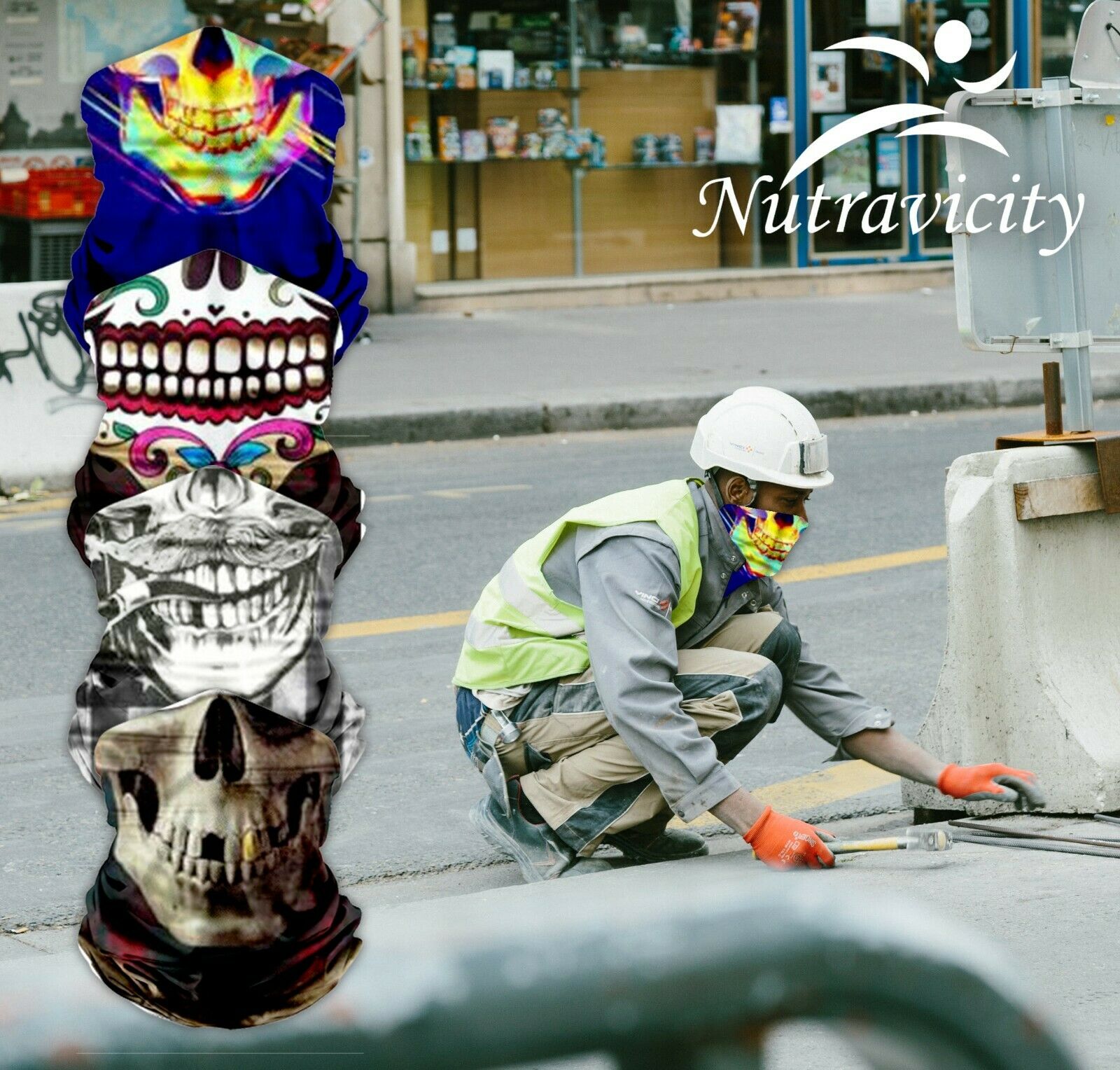 Skull Themed Face Balaclava Scarf Neck Fishing Shield Sun Gaiter Headwear Mask - image 5 of 7