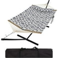 thumbnail image 1 of Ensemble de Hamacs pour 2 Personnes à Cadre en Acier avec Support, Capacité Robuste de 450 Lb, Conception en Polyester Matelassé et Filet, Comprend un Sac de Rangement - pour Cour Arrière, Patio, Camping, 1 of 7
