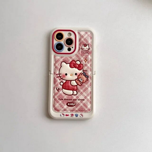 Cute Cartoon Anime Role Hello Kitty Invisible Bracket Phone Cases for IPhone 11 12 13 14 15 Pro Max Soft Anti-fall Protect Cover ZR