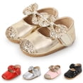 thumbnail image 3 of Baozhu Baywell Baby Girl Shoes + Hair Band Infant Toddler Fashion PU Sequins Bowknot Non-slip Princess First Walker Baptism Shoes, 3 of 5