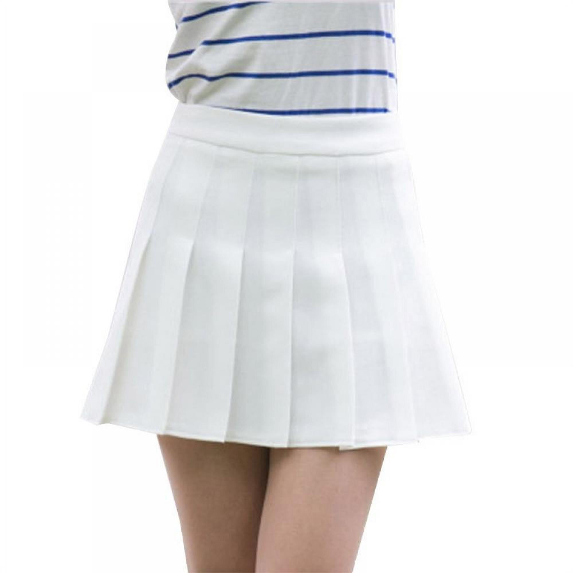 Girls Women's Pleated Skirt Anti-glare High Waisted College Skater Tennis  School A-Line Skirt Uniform Skirts Student Skirt,S-XL,White