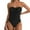 501_Black, variant on Lroveb One Piece Swimsuits for Women Solid Color Pleated Bandeau Swimsuit With Front Tie Two Wear Halterneck Strapless Bathing Suit