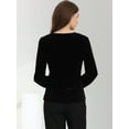 thumbnail image 3 of DARING DIVA Women's Long Sleeve Office Collarless 1 Button Velvet Blazer M Black, 3 of 6