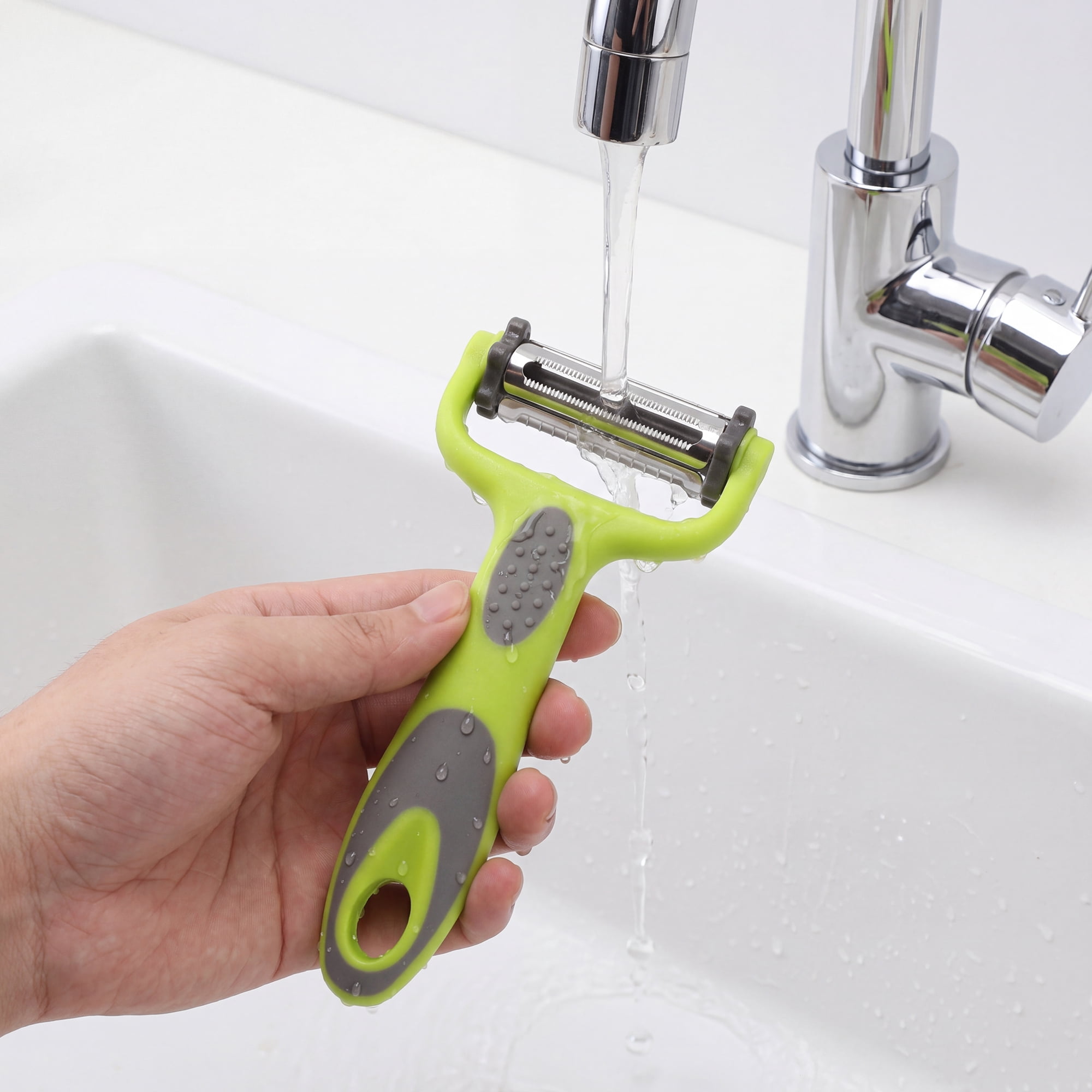 Unique Bargains Vegetable Peeler with Protective Cover and Ergonomic Handle Green 3Pcs