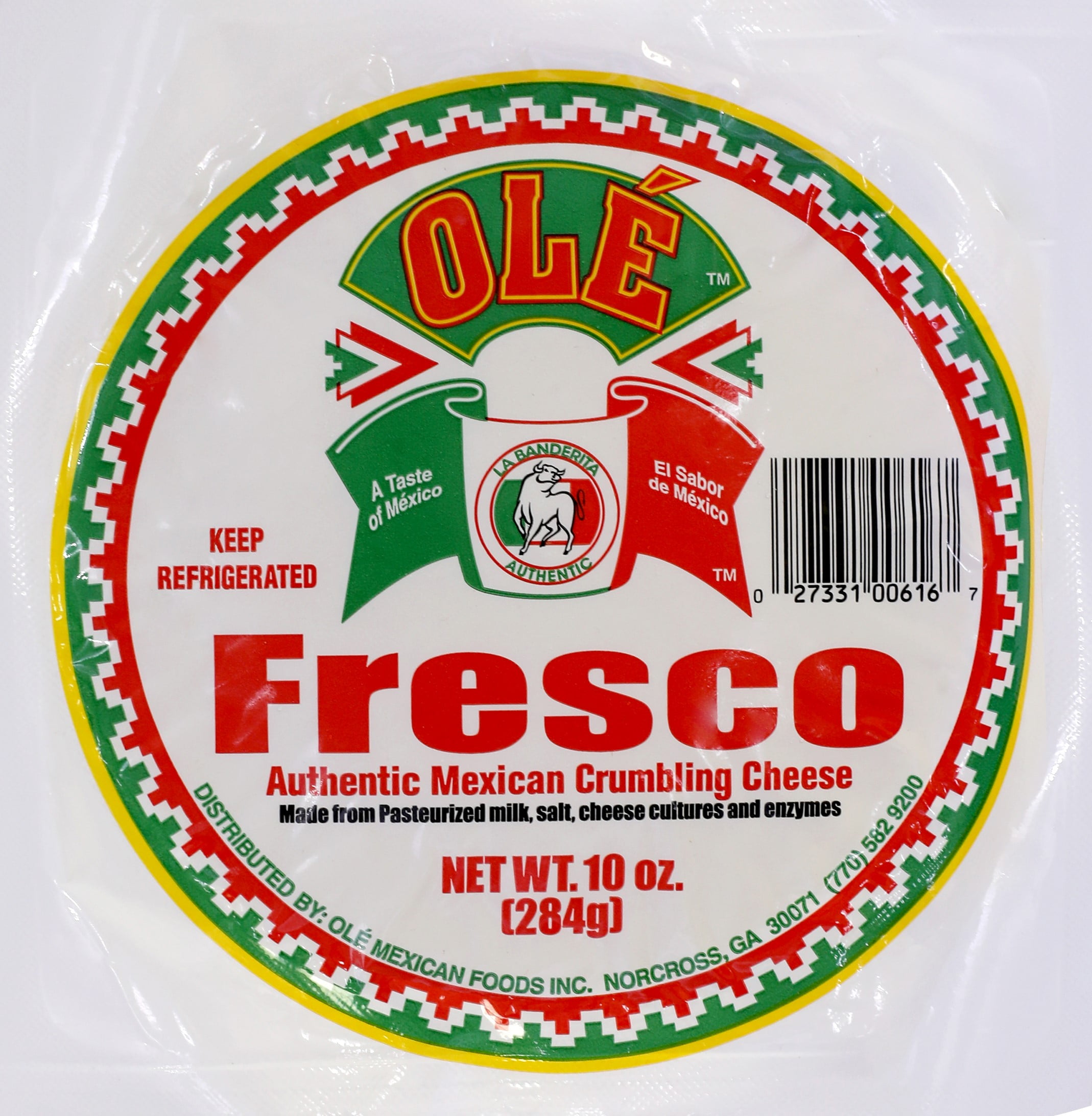 Ole Mexican Foods Queso Fresco Mexican Crumbling Cheese Wheel 10 oz