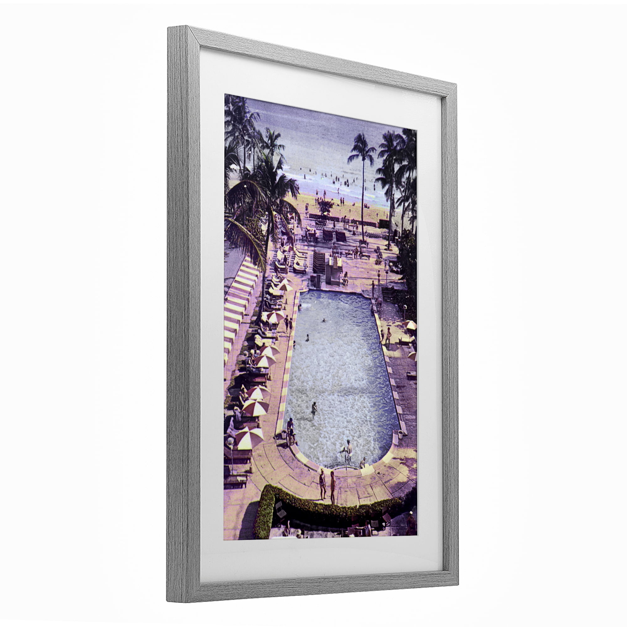 Stupell Industries Vintage Miami Sands Gray Framed Print Under Glass, design by Grotto Studios