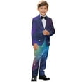 thumbnail image 2 of Xoenoiee Galaxy Star Print Suit for Boys Slim Fit 2 Piece Formal Kids Suits Tuxedo Set Toddler Suit for Boys Dress Outfit Blazer Pants, 11-12 Years, 2 of 7