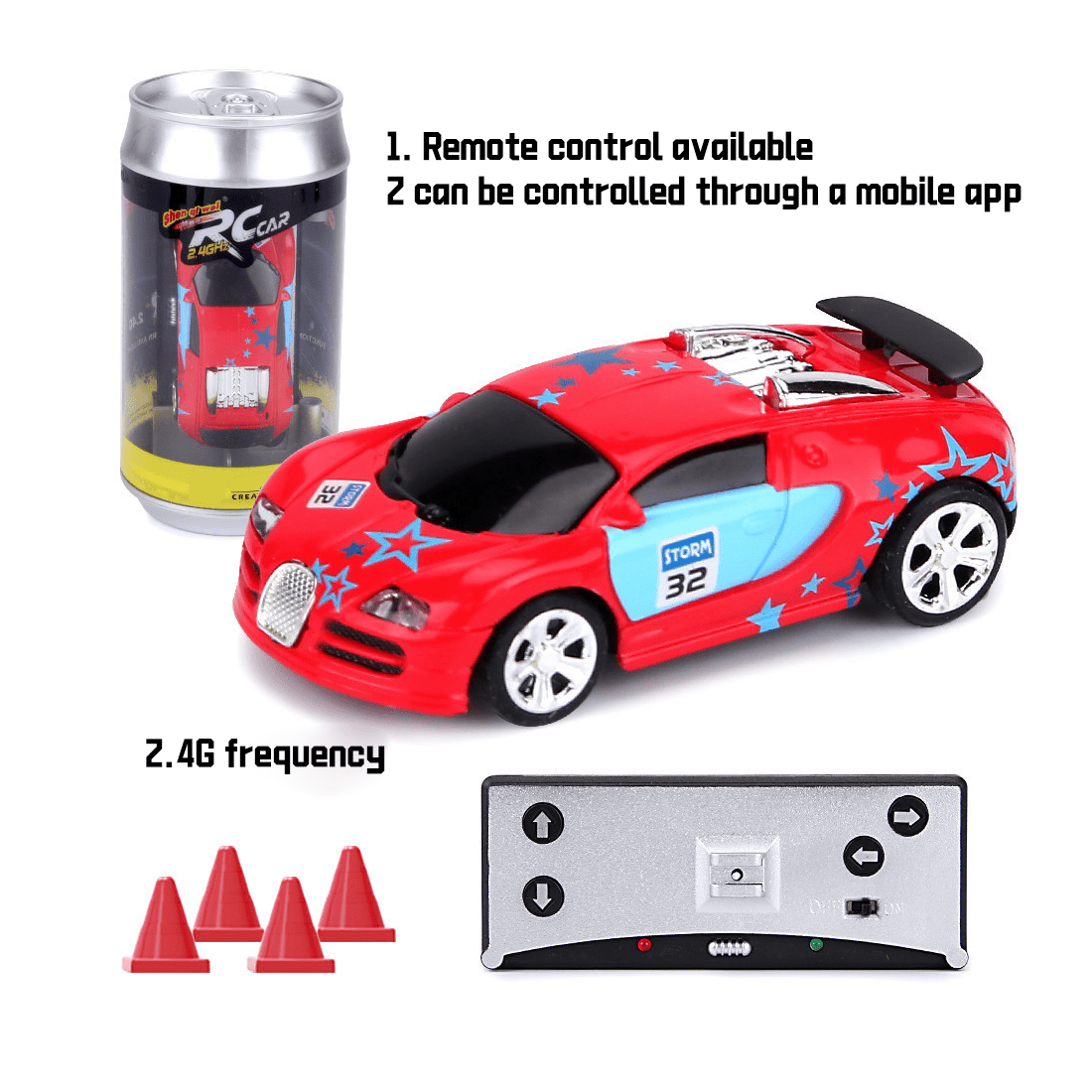 Mini Remote Control Drift Car, 1/58 Scale 2.4G Wireless + APP Control Micro Racing Vehicle Model, Portable RC Car Gift Toy for Indoor&Outdoor Track Driving